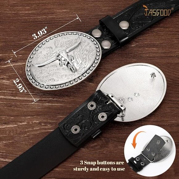 Western Belt Cowboy Belts for Men Women, Cowgirl Western Country Leather Belts - Picture 5 of 6